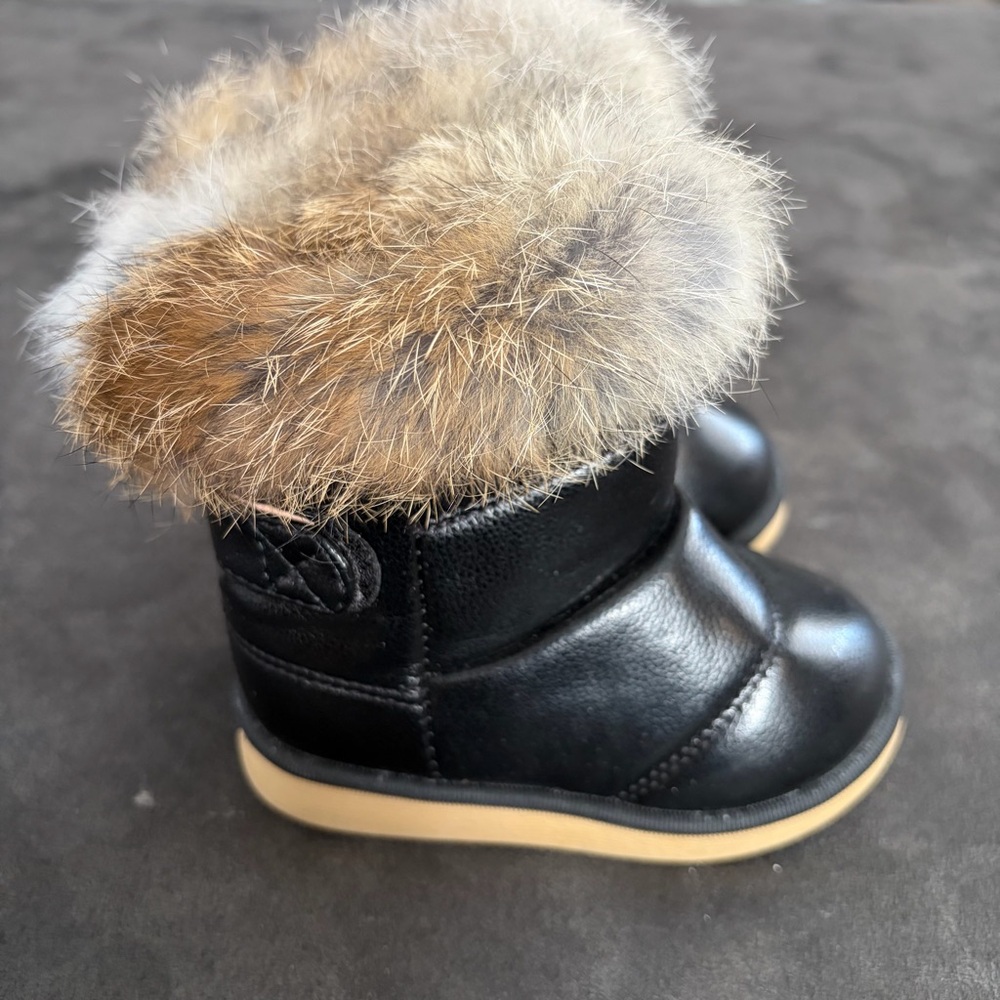 Comfy Kids Faux Fur Toddler Winter Boots Size 6 (EU 22) Black Snow Boots